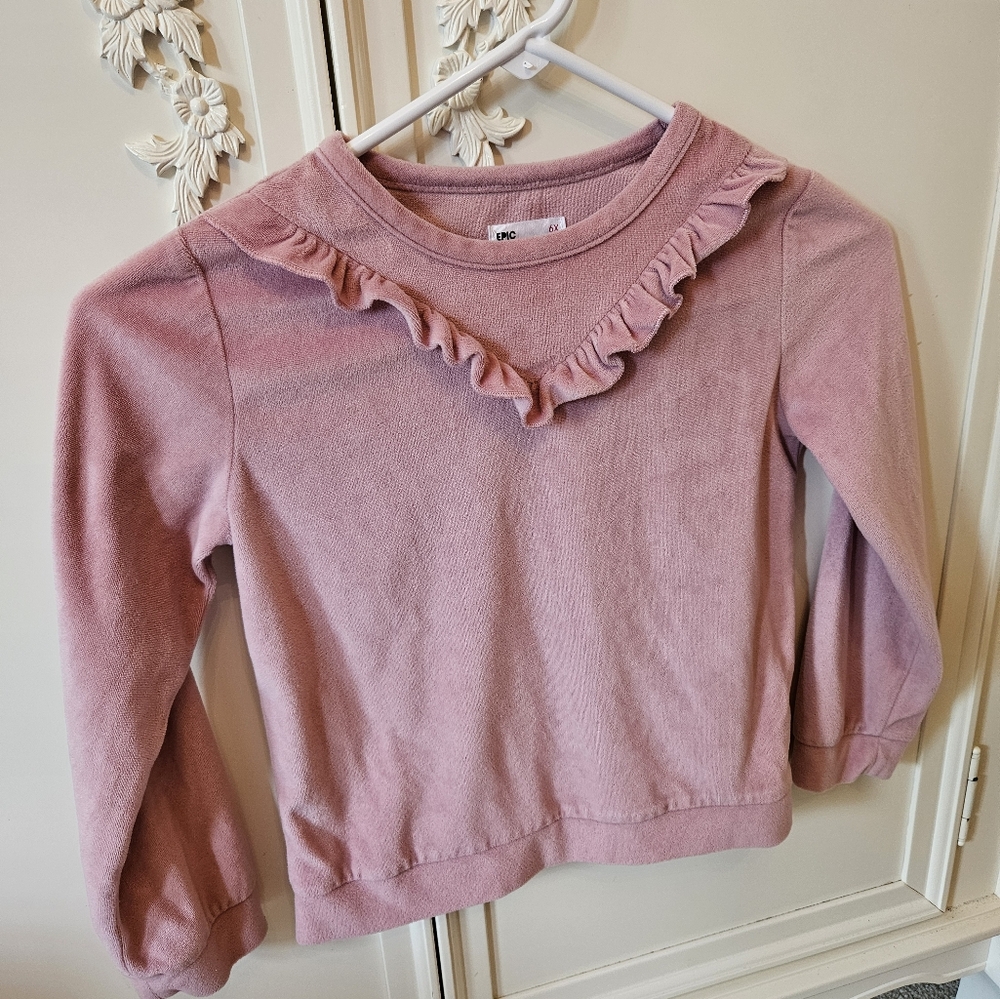 Girls Epic Threads Pink Long Sleeve Top with Ruffle in size 6x